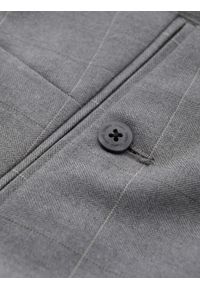 Ombre Clothing - Męskie spodnie o klasycznym kroju w delikatną kratę - szare V3. Kolor: szary. Materiał: wiskoza, poliester, materiał. Styl: klasyczny #6