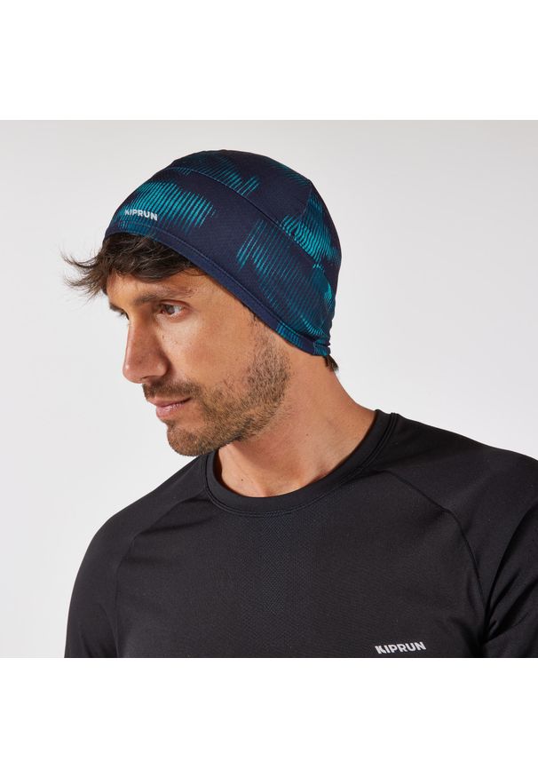 KIPRUN - Czapka do biegania Kiprun Warm+ ocieplana V2. Kolor: niebieski. Materiał: materiał, poliester, elastan. Styl: sportowy