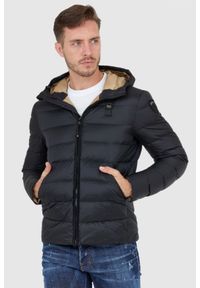 Blauer USA - BLAUER Czarna puchowa kurtka męska z kapturem, Rozmiar 3XL. Typ kołnierza: kaptur. Kolor: czarny. Materiał: puch