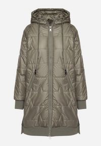 Born2be - Zielona Pikowana Kurtka Przejściowa z Kapturem i Ściągaczami Fesarena. Okazja: na co dzień. Typ kołnierza: kaptur. Kolor: zielony. Materiał: dzianina, jeans. Styl: casual, sportowy #3