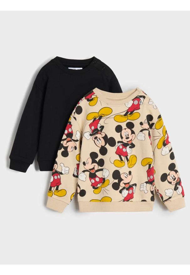 Sinsay - Bluza Disney 2 pack - beżowy. Kolor: beżowy. Długość rękawa: długi rękaw. Długość: długie. Wzór: motyw z bajki