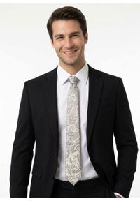 Męski Krawat - Chattier - Kolor Śmietankowy z Wzorem Paisley. Kolor: wielokolorowy, brązowy, beżowy. Materiał: tkanina. Wzór: paisley. Styl: elegancki, klasyczny, wizytowy #5