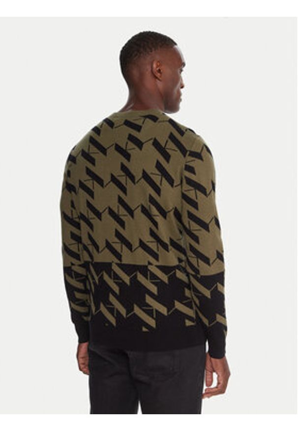 Karl Lagerfeld - KARL LAGERFELD Sweter 655022 554305 Zielony Regular Fit. Typ kołnierza: dekolt w karo. Kolor: zielony. Materiał: wełna