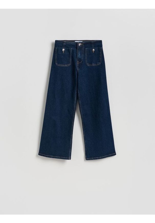 Reserved - Jeansy culotte - granatowy. Kolor: niebieski