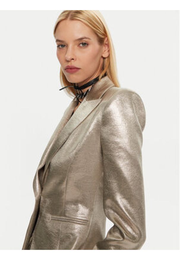 Patrizia Pepe Marynarka 2S1513/A502-FF14 Złoty Regular Fit. Kolor: złoty. Materiał: syntetyk