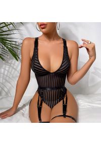 Intica - Body z pasem do pończoch na specjalne okazje Tirzah. Kolor: czarny. Materiał: tkanina, materiał #8