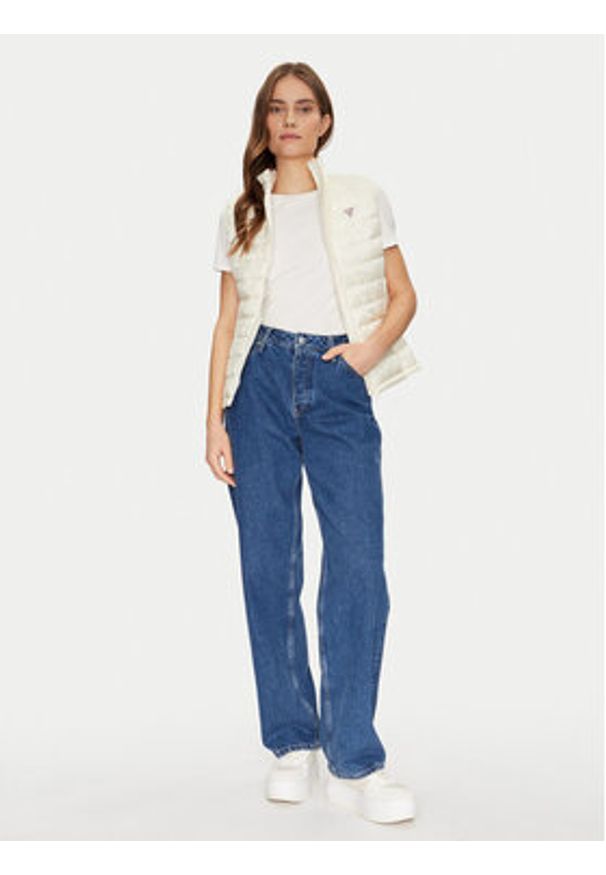 Guess Jeans Bezrękawnik W5RN55 WHAB2 Écru Regular Fit. Materiał: syntetyk. Długość rękawa: bez rękawów