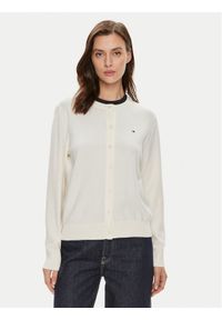 TOMMY HILFIGER - Tommy Hilfiger Kardigan WW0WW42370 Écru Regular Fit. Kolor: kremowy. Materiał: bawełna, syntetyk #1