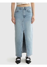 Big-Star - Spódnica damska maxi jeansowa z wysokim stanem Pili 208. Stan: podwyższony. Kolor: niebieski. Materiał: jeans. Długość: krótkie. Styl: retro, klasyczny, elegancki #7