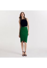 Reserved - Dzianinowa spódnica midi - Zielony. Kolor: zielony. Materiał: dzianina #1