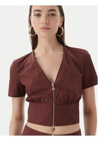 Patrizia Pepe Bluzka 2C1672/A9B9-B887 Brązowy ciemny Regular Fit. Kolor: brązowy. Materiał: bawełna #4