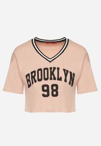 Born2be - Ciemnoróżowy Bawełniany T-shirt z Napisem Nitanelia. Okazja: na co dzień. Kolor: różowy. Materiał: bawełna. Wzór: napisy. Styl: casual #6