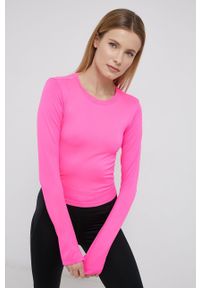 DKNY - Dkny Longsleeve damski kolor różowy. Kolor: różowy. Materiał: dzianina. Długość rękawa: długi rękaw