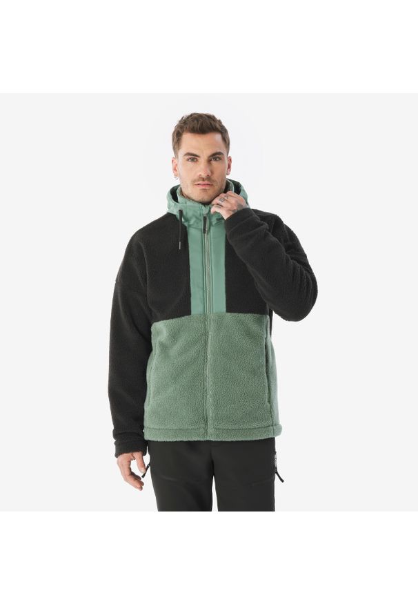 quechua - Polar turystyczny męski Quechua SH900 Warm. Kolor: czarny, zielony, wielokolorowy. Materiał: polar. Sport: turystyka piesza