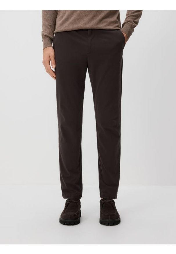 Reserved - Spodnie chino slim fit - ciemnobrązowy. Kolor: brązowy. Materiał: bawełna, tkanina