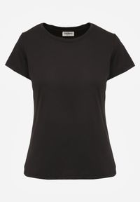 Born2be - Czarny Gładki T-shirt o Klasycznym Kroju Lycoris. Okazja: do domu, do pracy, na co dzień. Kolor: czarny. Materiał: jeans. Wzór: gładki. Styl: klasyczny #3
