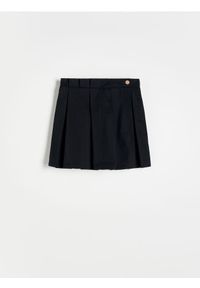 Reserved - Plisowana spódnica - czarny. Kolor: czarny. Materiał: bawełna. Długość: mini