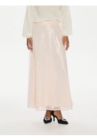 Reserved - Spódnica midi z cekinami - różowy. Kolor: różowy. Materiał: dzianina #1