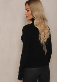 Renee - Czarny Golf z Wełną w Klasycznym Stylu Florinelle. Okazja: na co dzień, do pracy, na spotkanie biznesowe. Typ kołnierza: golf. Kolor: czarny. Materiał: wełna. Długość rękawa: długi rękaw. Długość: długie. Wzór: aplikacja. Styl: klasyczny #5