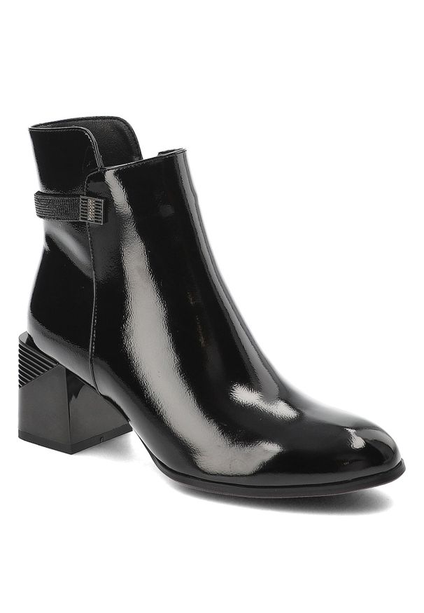 Czarne Botki S.Barski Eleganckie Obuwie Damskie. Okazja: na co dzień. Kolor: czarny. Materiał: skóra ekologiczna. Obcas: na obcasie. Styl: elegancki. Wysokość obcasa: średni