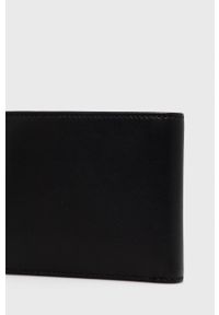 BOSS portfel skórzany męski kolor czarny. Kolor: czarny. Materiał: skóra. Wzór: gładki