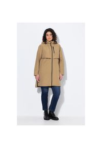 ULLA POPKEN - Damskie parka boczne rozcięcia na zamek kaptur kieszenie na zamek. Kolekcja: plus size. Kolor: brązowy. Materiał: poliester, poliamid, bawełna, materiał. Sport: turystyka piesza #1