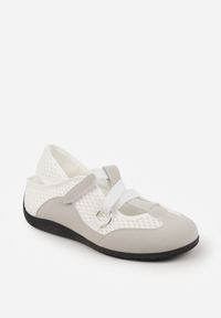 Born2be - Szare Siateczkowe Sneakersy w Stylu Balerinek z Paskiem na Rzep Talenate. Okazja: na co dzień. Zapięcie: rzepy. Kolor: szary. Materiał: jeans, materiał #8