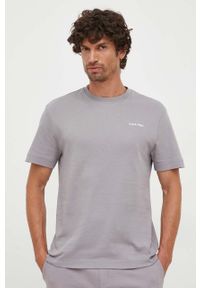 Calvin Klein t-shirt bawełniany kolor szary z nadrukiem. Kolor: szary. Materiał: bawełna. Wzór: nadruk