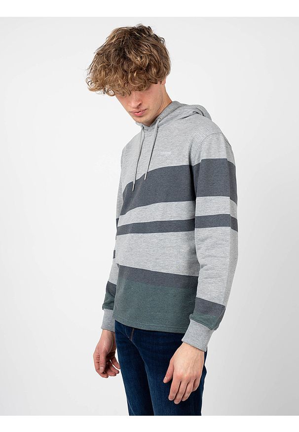 Pepe Jeans Bluza "Phelix" | PM582831 | Phelix | Mężczyzna | Szary. Okazja: na co dzień. Typ kołnierza: kaptur. Kolor: szary. Materiał: bawełna, poliester. Wzór: aplikacja, paski, nadruk. Styl: casual