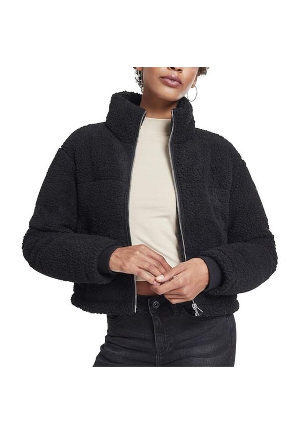 Kurtka turystyczna damska Urban Classics Boxy Sherpa. Kolor: czarny. Sport: turystyka piesza