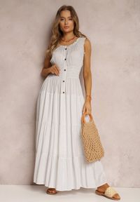 Renee - Biała Sukienka Kilroy. Kolor: biały. Długość rękawa: bez rękawów. Sezon: lato. Typ sukienki: rozkloszowane. Styl: boho. Długość: maxi #6