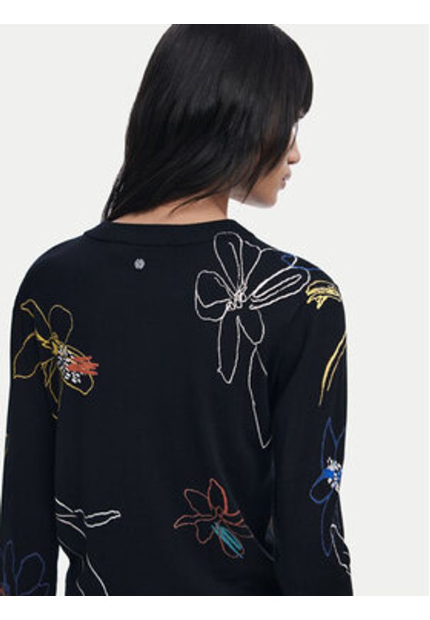 Desigual Sweter Arty 25WWJF33 Czarny Regular Fit. Kolor: czarny. Materiał: wiskoza