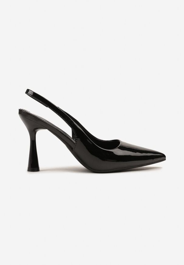 Born2be - Czarne Sandały Szpilki Lakierowane Bez Pięty Tosellea. Okazja: na co dzień. Kolor: czarny. Materiał: lakier. Obcas: na szpilce. Styl: casual, elegancki. Wysokość obcasa: średni