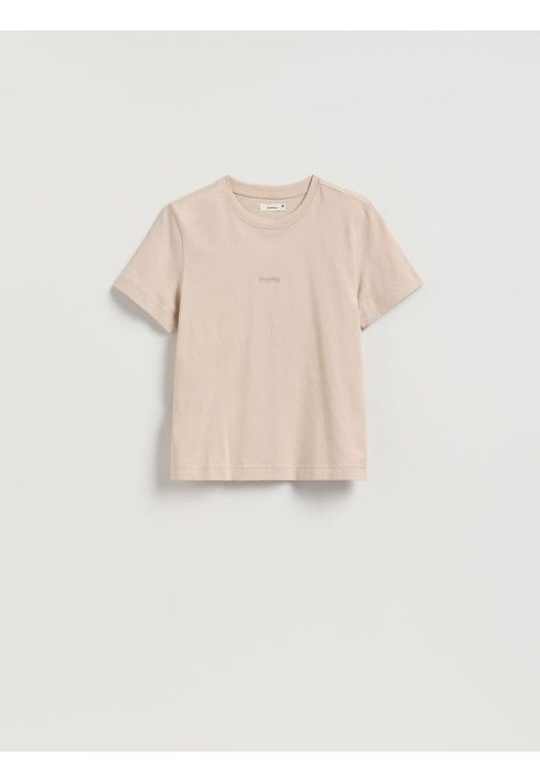 Reserved - T-shirt z nadrukiem - złamana biel. Materiał: bawełna, dzianina. Wzór: nadruk