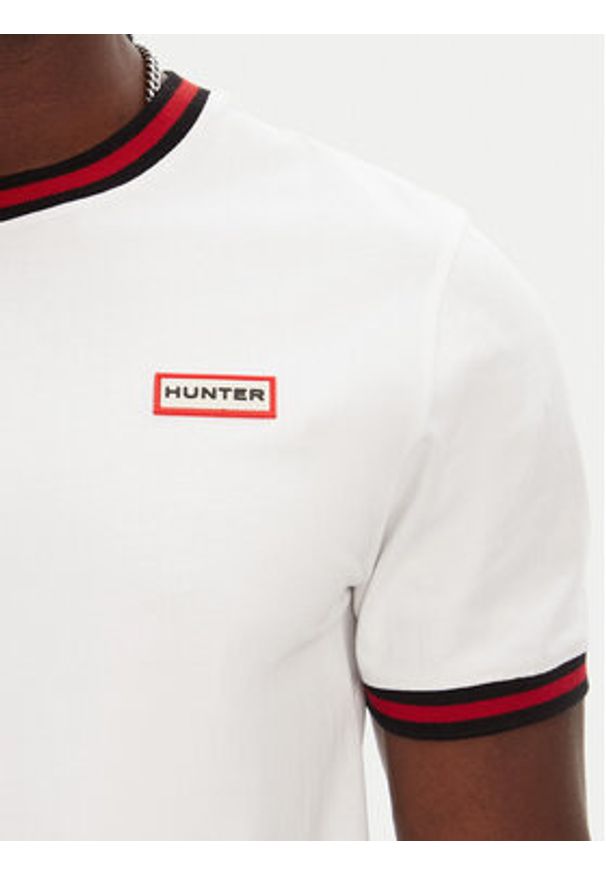 Hunter T-Shirt Eigg Ringer HARM0032251 Biały Regular Fit. Kolor: biały. Materiał: bawełna