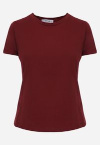 Renee - Bordowy T-shirt z Bawełny z Okrągłym Dekoltem Nedima. Okazja: na co dzień. Kolor: czerwony. Materiał: bawełna. Styl: klasyczny, casual #4