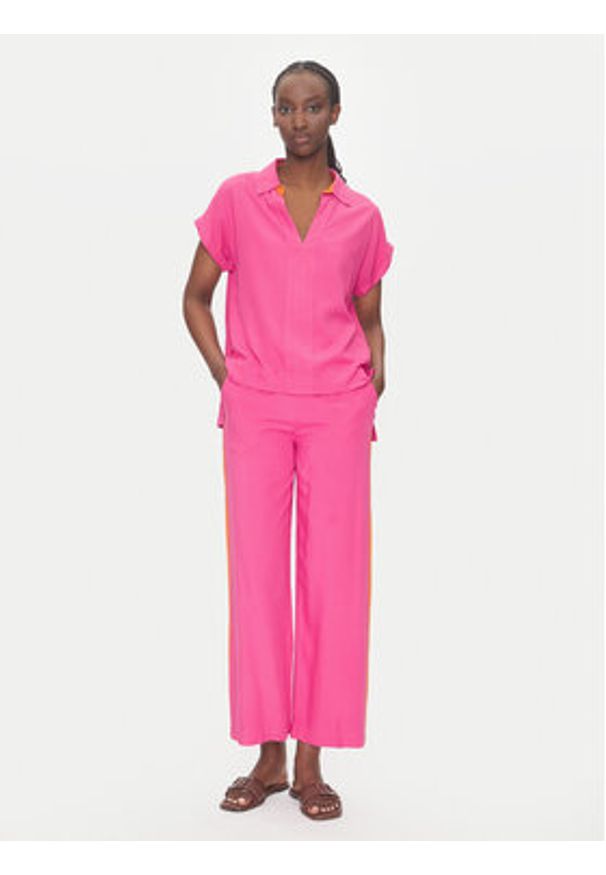 LOLA CASADEMUNT Spodnie materiałowe LS2514015 Różowy Relaxed Fit. Kolor: różowy. Materiał: wiskoza