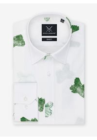 Pako Lorente - PAKO LORENTE – Biała koszula męska w zielone ryby P22SF-1X-028-B-S. Typ kołnierza: kołnierzyk klasyczny. Kolor: wielokolorowy, biały, zielony. Materiał: bawełna, elastan. Długość rękawa: długi rękaw. Długość: długie. Styl: klasyczny #7