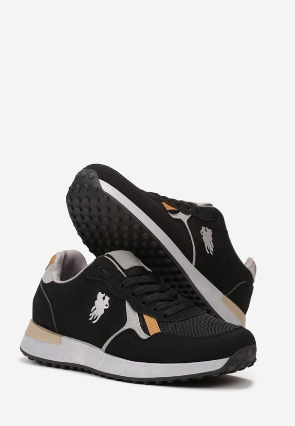 Born2be - Czarne Buty Sportowe Auber. Okazja: na co dzień. Wysokość cholewki: przed kostkę. Zapięcie: sznurówki. Kolor: czarny. Materiał: syntetyk, nubuk. Szerokość cholewki: normalna. Wzór: nadruk. Obcas: na płaskiej podeszwie