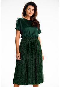 Awama - Elegancka sukienka midi z kimonowym rękawem zielona. Kolor: zielony. Styl: elegancki. Długość: midi #4