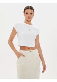 Calvin Klein Jeans T-Shirt Baby J20J223552 Biały Slim Fit. Kolor: biały. Materiał: bawełna
