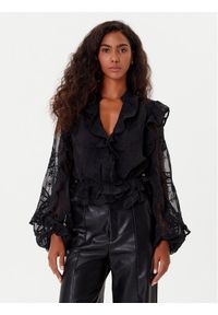 BARDOT Bluzka Frill Embroidered 59896TB2 Czarny Regular Fit. Kolor: czarny. Materiał: syntetyk