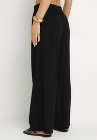 Born2be - Czarne Bawełniane Spodnie z Gumką w Talii o Luźnym Fasonie Efraia. Kolor: czarny. Materiał: bawełna. Styl: klasyczny, elegancki #6