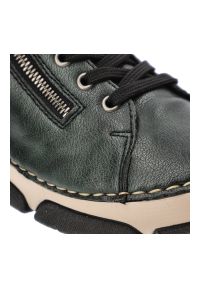 Zielone Botki Rieker Ocieplane Obuwie Damskie. Okazja: na co dzień. Zapięcie: zamek. Kolor: zielony. Materiał: skóra ekologiczna. Styl: casual, elegancki #3