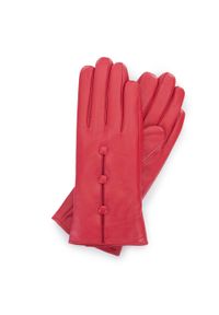 Wittchen - Damskie rękawiczki skórzane z guzikami czerwone. Kolor: czerwony. Materiał: skóra. Wzór: aplikacja. Sezon: zima. Styl: klasyczny, elegancki #1