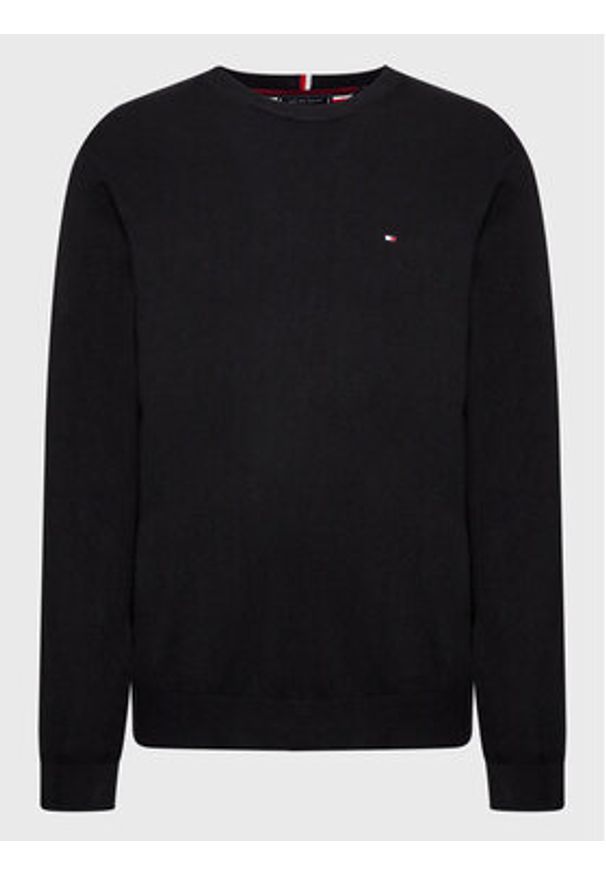 TOMMY HILFIGER - Tommy Hilfiger Sweter Pima MW0MW28046 Czarny Regular Fit. Kolor: czarny. Materiał: bawełna