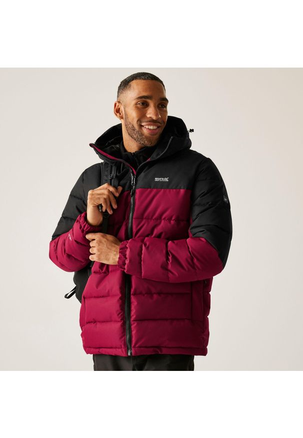 Regatta - Kurtka męska zimowa ocieplana Aldthorn. Kolor: czerwony, wielokolorowy, brązowy. Materiał: syntetyk, puch. Sezon: zima. Sport: turystyka piesza