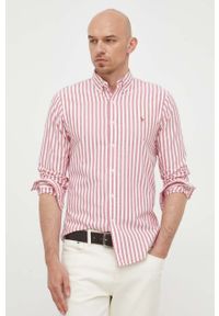 Polo Ralph Lauren koszula bawełniana męska kolor czerwony slim z kołnierzykiem button-down. Typ kołnierza: button down, polo. Kolor: czerwony. Materiał: bawełna. Wzór: aplikacja #1