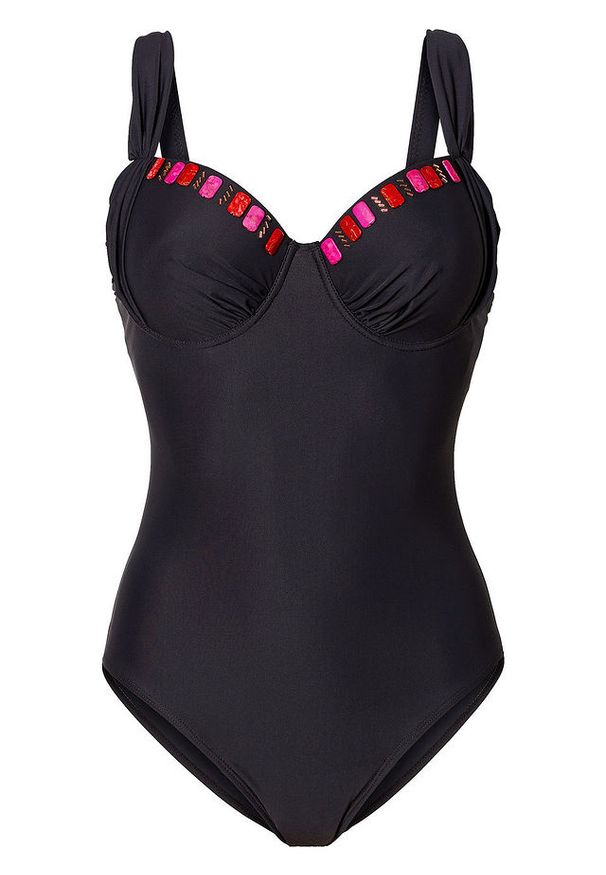 bonprix - Kostium kąpielowy shape, silny stopień modelowania sylwetki. Kolor: czarny. Materiał: materiał