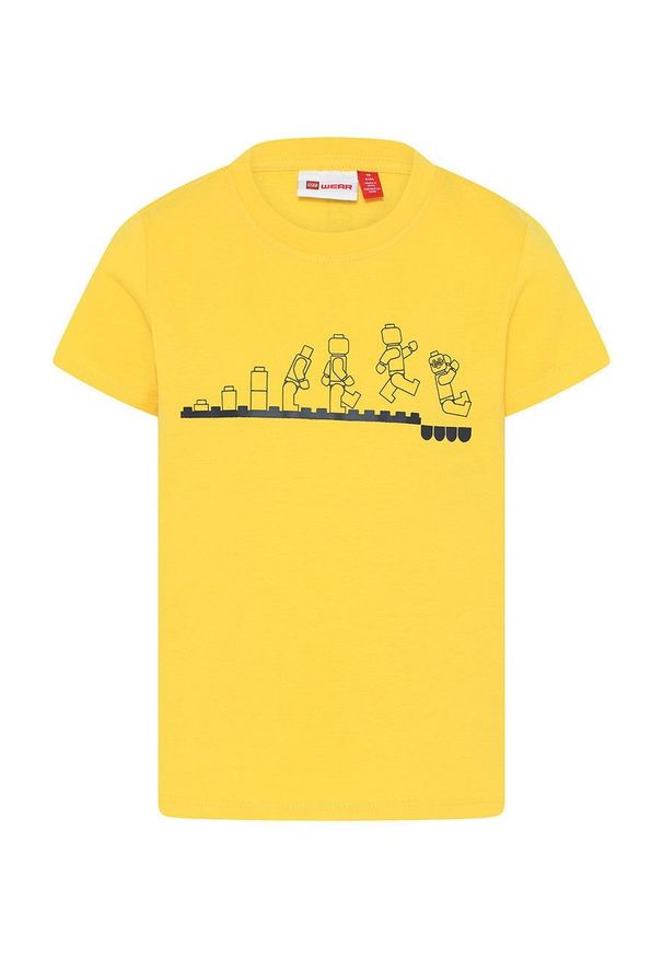 LEGO Wear - Lego Wear t-shirt dziecięcy kolor żółty z nadrukiem. Okazja: na co dzień. Kolor: żółty. Wzór: nadruk. Styl: casual